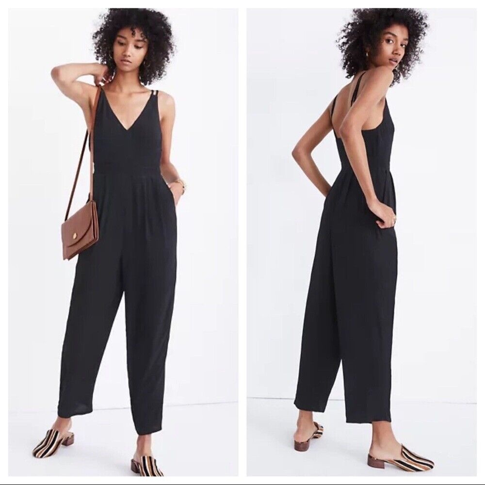 Madewell V-Neck Black Jumpsuit Size 18